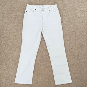 Lands' End Mid Rise White Jeans